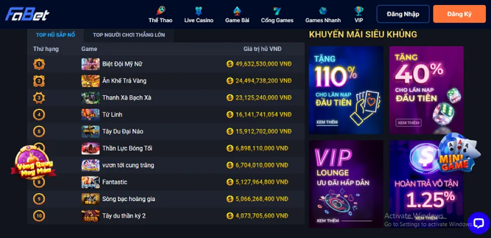 Các chương trình ưu đãi đặc biệt và VIP của 678bet casino